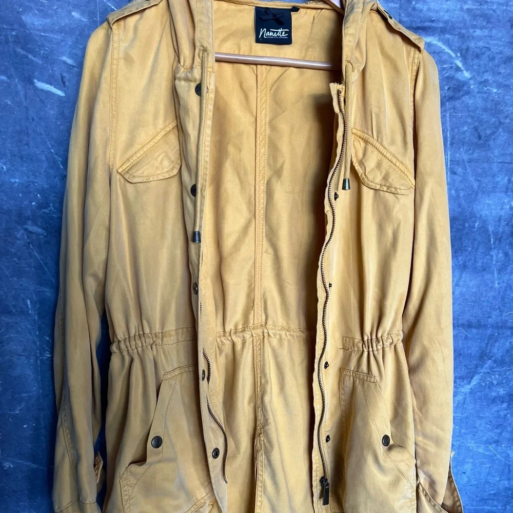 Utility Jacket Trench Coat mustard yellow cargo jacket - Picture 8 of 16